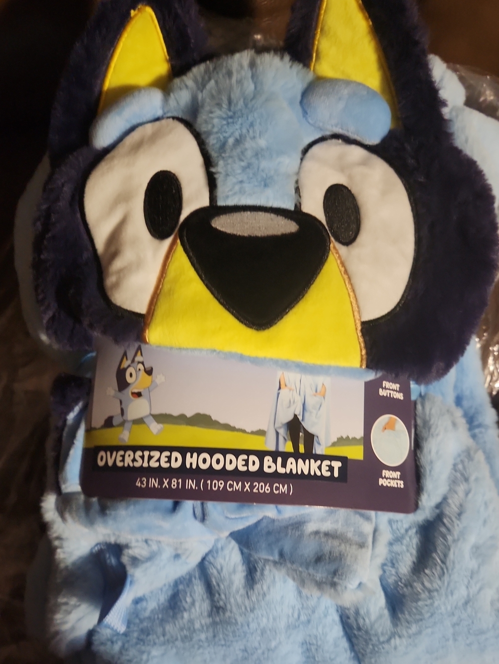 Bluey Cartoon Wolf Oversized Hooded Blanket
